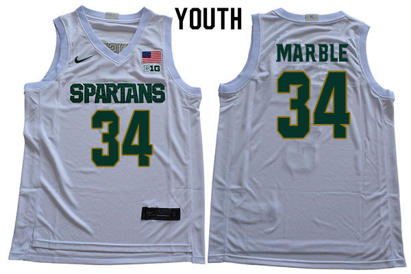 Youth Michigan State Spartans #34 Julius Marble NCAA Nike Authentic White 2020 College Stitched Basketball Jersey JK41Z50AO
